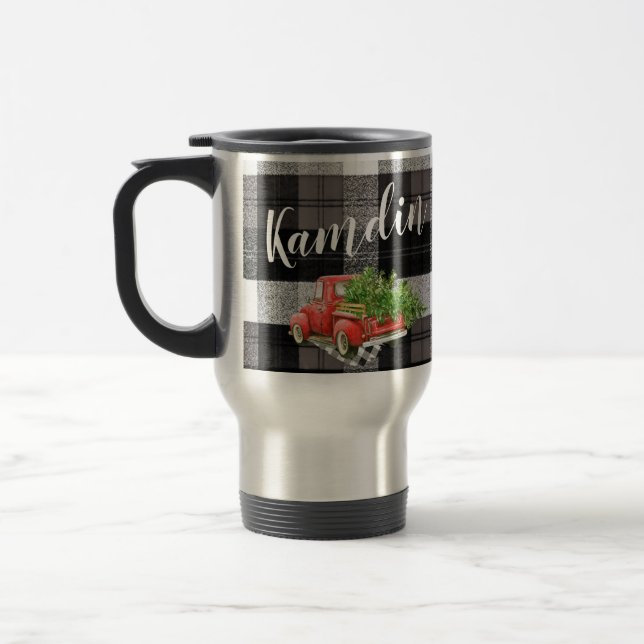 Personalized 15 ounce coffee mug XMAS Truck Buffal (Left)
