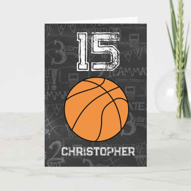 Personalized 15th Birthday Basketball Card (Front)