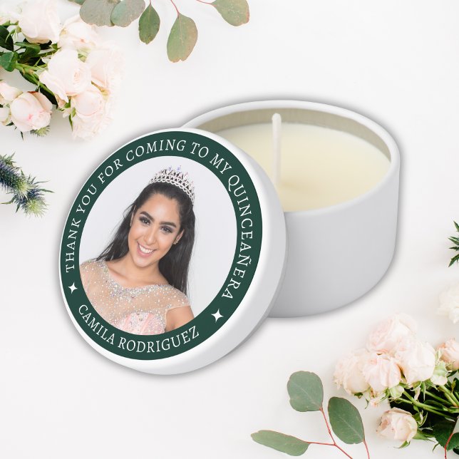 Personalized 15th Birthday Green Quinceañera Guest Mini Candle Favors (Personalized 15th Birthday Green Quinceañera Guest Mini Candle Favors
)