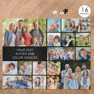 Personalized 16 Photo Collage Custom Color Jigsaw Puzzle