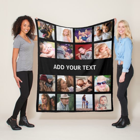 Personalized 16 Photo Collage Fleece Blanket