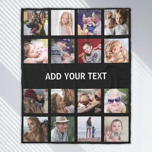 Personalized 16 Photo Collage Fleece Blanket Zazzle