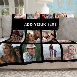 Personalized 16 Photo Collage Fleece Blanket<br><div class="desc">Cherish your memories in the coziest way possible with our personalized photo gift fleecy blanket. The blanket features a customizable black background, 16 spots for your chosen snapshots, and a simple text template for a heartwarming message. Offering unmatched comfort and a personal touch, it’s not just a blanket but a...</div>