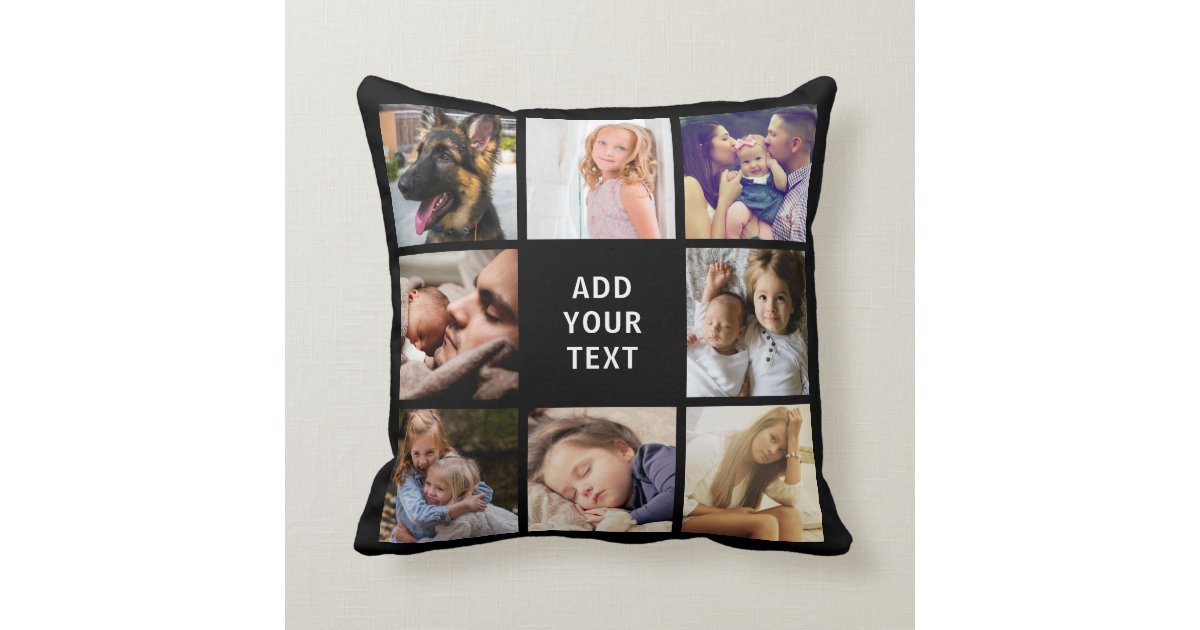 Personalized 16 Photo Collage Throw Pillow