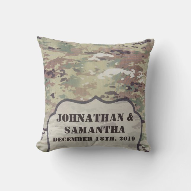 Personalized 16"x16" Throw Pillow Army OCP Camo (Front)