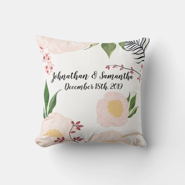 Personalized 16"x16" Throw Pillow Baby Pink Cosmos (Front)