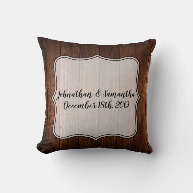 Personalized 16"x16" Throw Pillow Barn Wood Countr (Front)