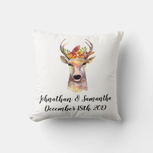 Personalized 16"x16" Throw Pillow boho deer Buck H