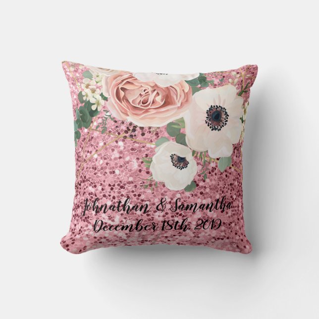 Personalized 16"x16" Throw Pillow Geometric Rose (Front)