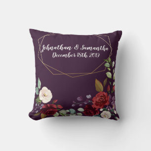 Personalized 16"x16" Throw Pillow Plum Purple Rose