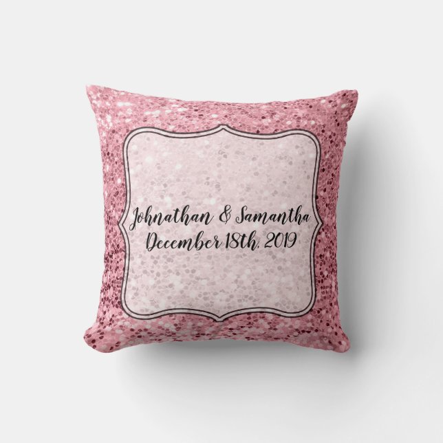 Personalized 16"x16" Throw Pillow Rose Gold Glitte (Front)