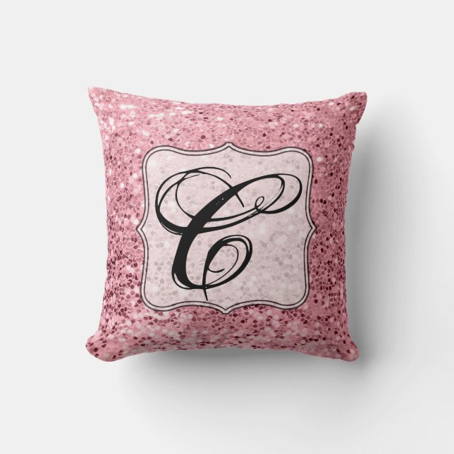 Personalized 16"x16" Throw Pillow Rose Gold Glitte (Front)