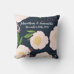 Personalized 16"x16" Throw Pillow White Floral Flo