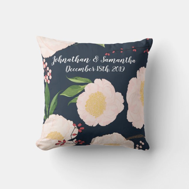 Personalized 16"x16" Throw Pillow White Floral Flo (Front)