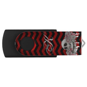 Personalized 16Gig Thumb Drive skull Rose goth Ch