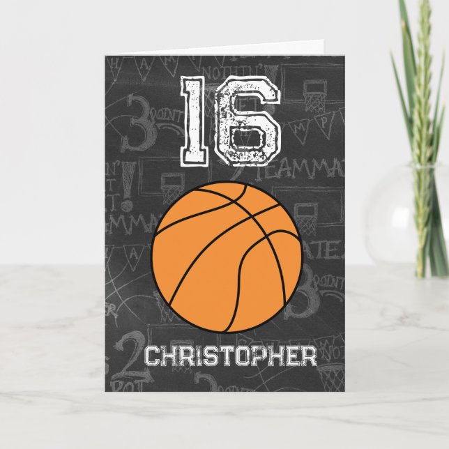 Personalized 16th Birthday Basketball Card (Front)