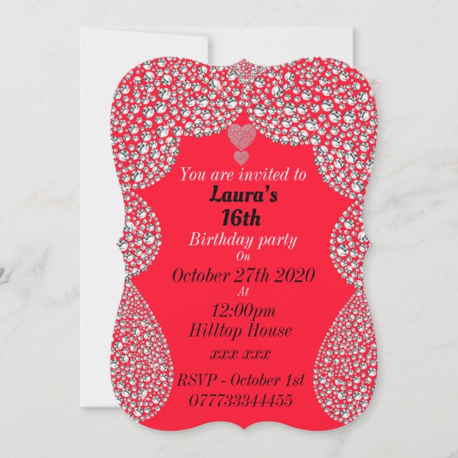 personalized 16th birthday party invitations (Front)