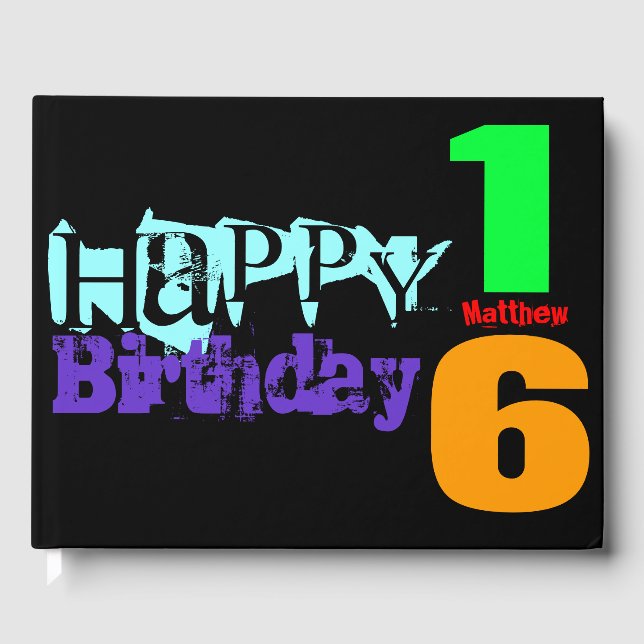 Personalized 16th Birthday POP HCGB Guest Book (Front)