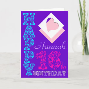 Personalized 16th Birthday Purple Greeting C Card
