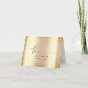 Personalized 16th Bridal luxury gold Letterpress Thank You Card