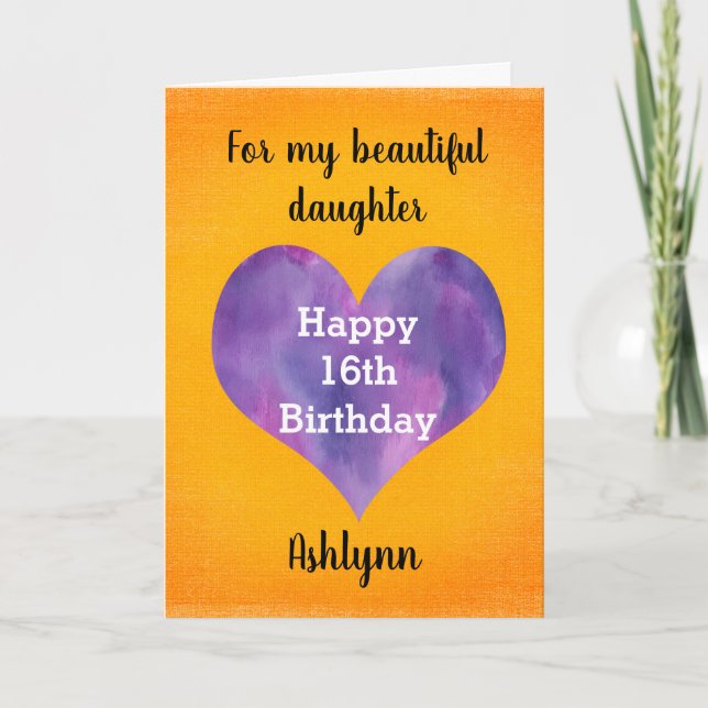 Personalized 16th Fall Birthday Card for Daughter  (Front)