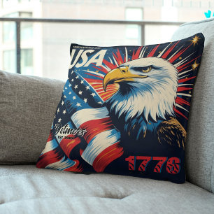 Personalized 1776 USA Independence Day Throw Pillow