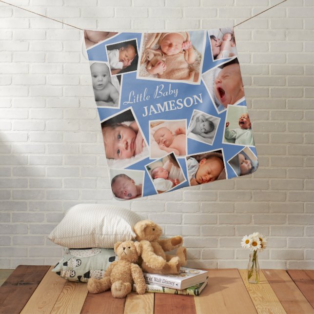 Personalized 17 Baby Photo Collage Baby Blanket (In Situ)