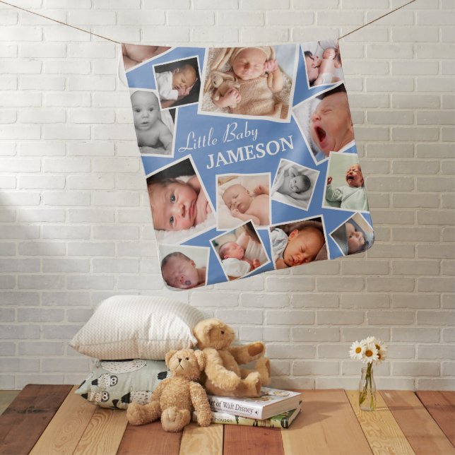 Personalized 17 Baby Photo Collage Blanket (In Situ)