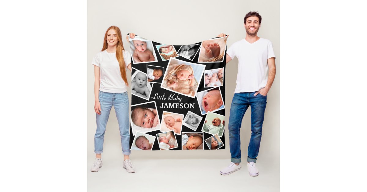 Personalized 17 Baby Photo Collage Fleece Blanket Zazzle