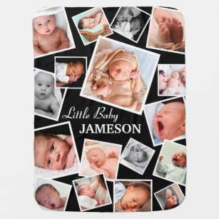 Personalized 17 Baby Photo Collage   Neutral Baby Blanket