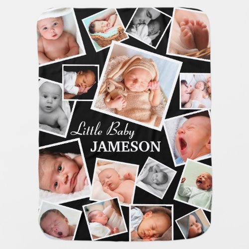 Personalized 17 Baby Photo Collage  Neutral Baby Blanket
