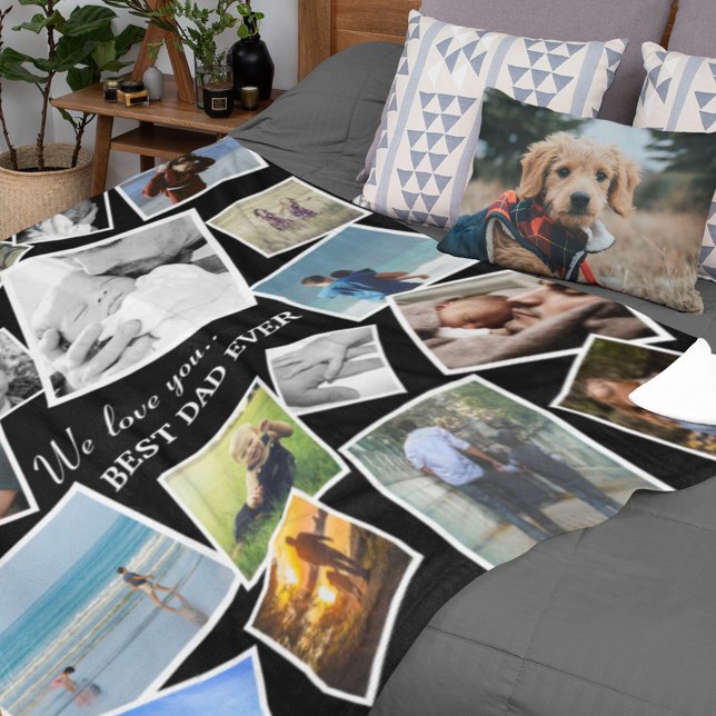 Personalized 17 Dad Photo Collage | Father's Day Fleece Blanket (Creator Uploaded)