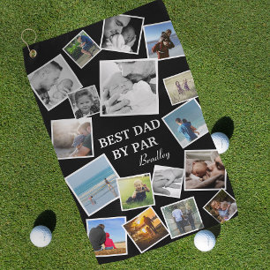 Personalized 17 Dad Photo Collage Father's Day Golf Towel