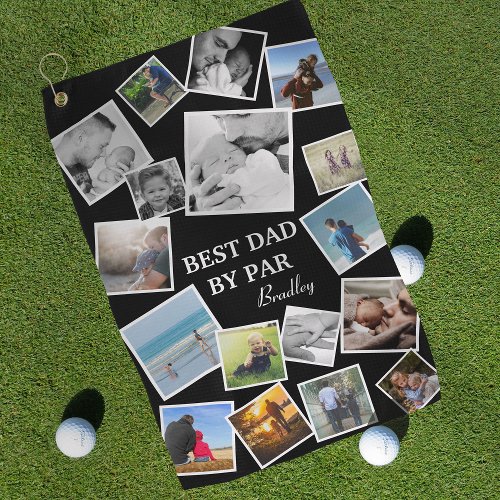 Personalized 17 Dad Photo Collage  Fathers Day Golf Towel