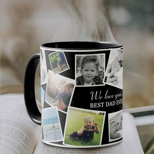 Personalized 17 Dad Photo Collage | Father's Day Two-Tone Coffee Mug (Creator Uploaded)