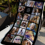 Personalized 17 Photo Collage Beach Towel<br><div class="desc">Personalized gift beach towel featuring a black background that can be changed to any color,  17 photos of your choice,  and a simple text template.</div>