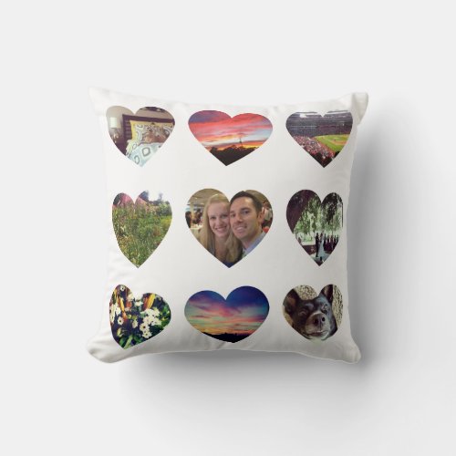 Personalized 18 Heart Shaped Photos Pillow