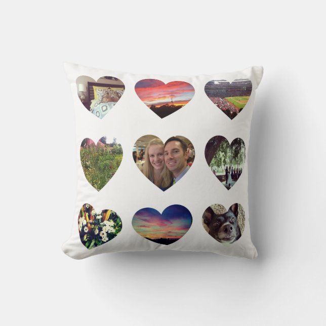 Personalized 18 Heart Shaped Photos Pillow (Front)