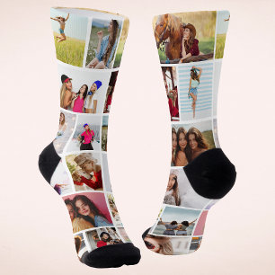 Personalized 18 Photo Collage Custom Gift Socks
