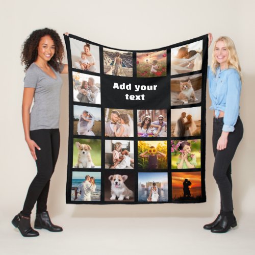 Personalized 18 Photo Collage Fleece Blanket