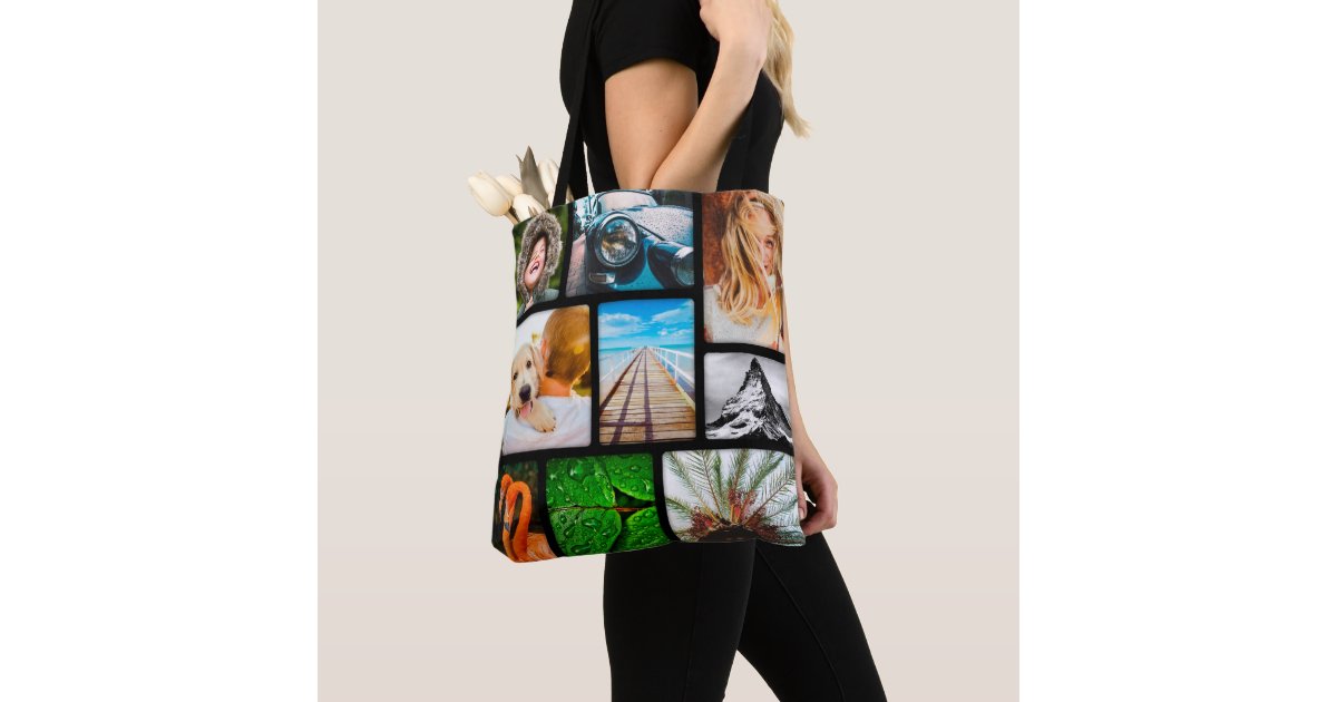 Personalized Photo Collage Canvas Tote Bags