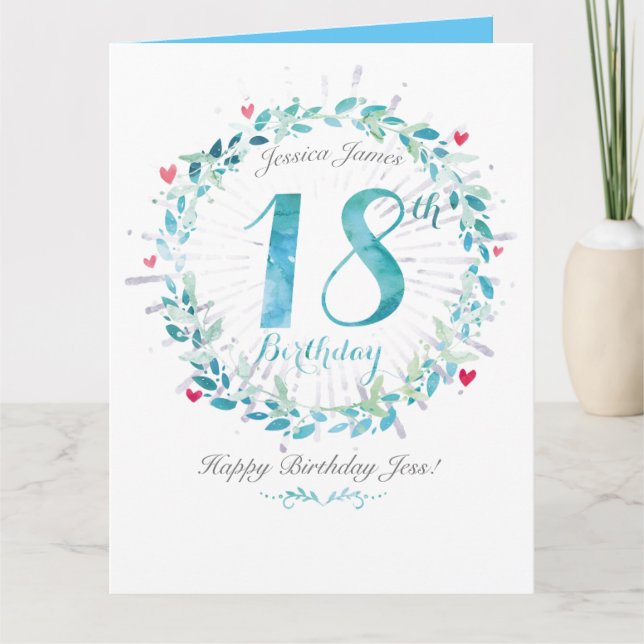 Personalized 18th Birthday Card (Front)