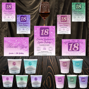 Personalized 18th Birthday Party Polka Dots Wine Glass