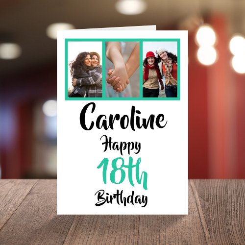 Personalized 18th happy birthday photo collage card