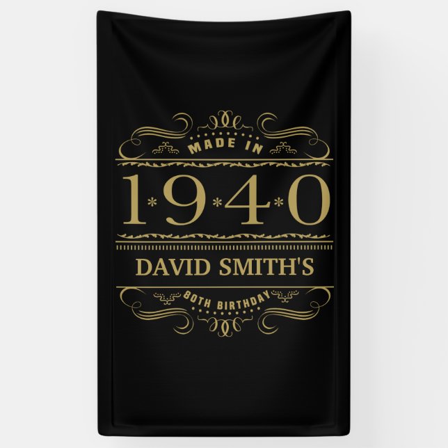 Personalized 1940 80th Birthday Banner (Vertical)