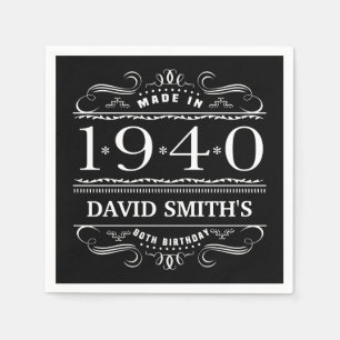 Personalized 1940 80th Birthday Napkins