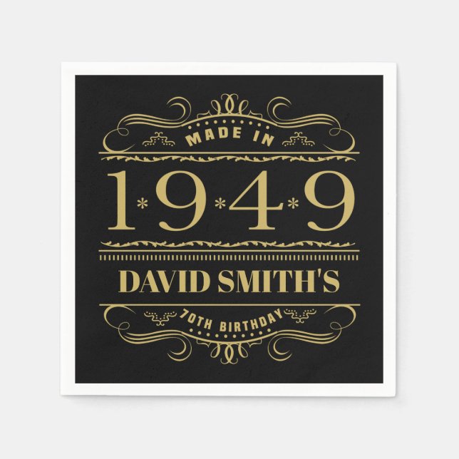 Personalized 1949 70th Birthday Napkins (Front)