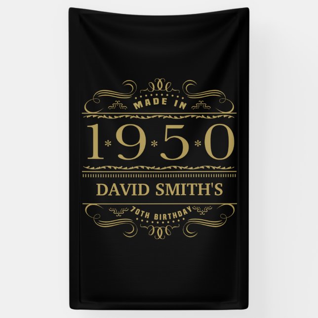 Personalized 1950 70th Birthday Banner (Vertical)