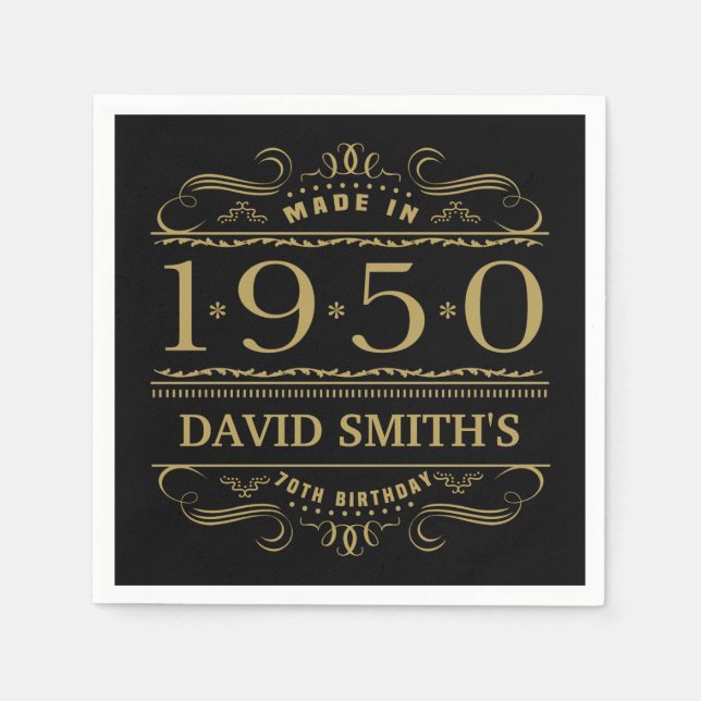 Personalized 1950 70th Birthday Napkins (Front)