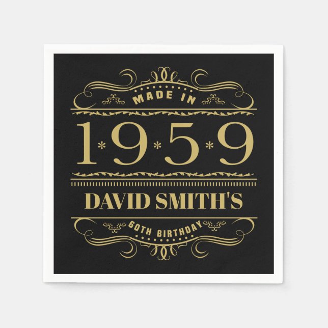 Personalized 1959 60th Birthday Napkins (Front)